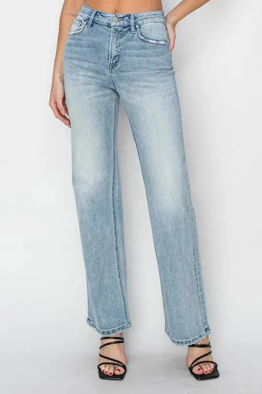 RISEN High Rise Straight Jeans for Effortless Style - Love Salve